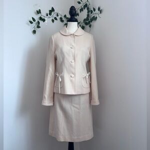 Elegant Cream Pencil Skirt Suit Set with Blazer size US6-8